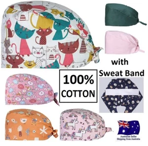100% Cotton Surgical Scrub Cap Hat SurgeryTheatre Doctor Nurses Cat Dentist Cap - Picture 1 of 12