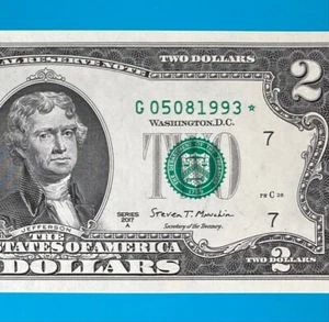 May 8, 1993 / 5 August 1993 (G 05081993 *) BIRTHDAY Note $2 Two Dollar Bill *UNC - Picture 1 of 4
