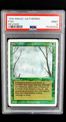 1994 MtG Magic the Gathering Revised Fog Green PSA 9 Mint *Only 9 Graded Higher* - Image 1 of 4