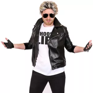1980'S POP STAR CHOOSE LIFE T-SHIRT JACKET WIG GLASSES CELEBRITY FANCY DRESS LOT - Picture 1 of 6
