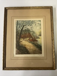 Vintage French Aquatint Etching "The Cottage?" Signed by Rene Raffray - Picture 1 of 4