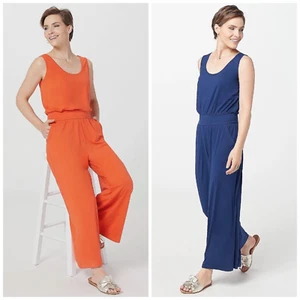 zuda Z-Cool Wide Leg Jumpsuit - Blue or Mandarin in Tall Sizes XS or Small *NEW* - Picture 1 of 9