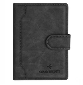 Men’s Women’s Black Leather wallet Purse Passport Holder Money Credit Cards - Picture 1 of 2