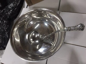 Gorham Vintage YC785 Silver Plate Serving Bowl Large 12” & Serving Spoon 12" - Picture 1 of 10