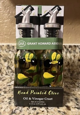 GHA Hand Painted Olive /Oil & Vinegar Cruet Set - Image 1 of 3