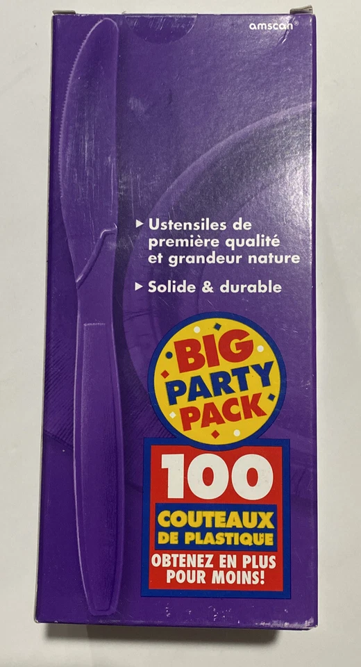 Cuchillos de plástico tamaño completo de calidad premium 100 unidades púrpura fuerte nuevos en caja Foto 1 de 1