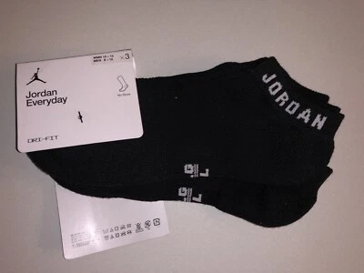 Nike Jordan Everyday Dri Fit Negro Blanco No Show Calcetines al Tobillo Hombres 8-12 DX9656-010 Foto 1 de 4