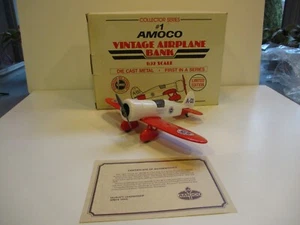 SPEC CAST #1 AMOCO STANDARD OIL TRAVEL AIR MYSTERY SHIP AIRPLANE BANK 1/32  NIB - Picture 1 of 6