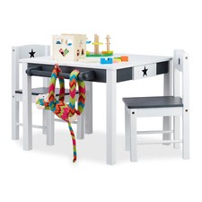 Set tavolino 2 sedie legno, STAR, tavolo per bambini, arredo per la cameretta