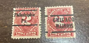 KAPPYSTAMPS USA 19TH CENTURY POSTAGE DUE STAMPS - PRECANCELED 2 DIFF H543 - Picture 1 of 1