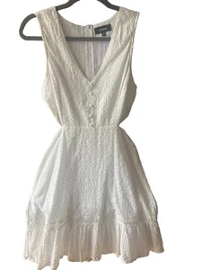 NWT Aakaa White Eyelet Beachy Cutout Dress Sundress, Size Small - Picture 1 of 4