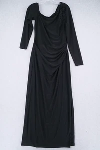 Lauren Ralph Lauren Dress Womens Size 10 Black Ruched Beaded One Shoulder - Picture 1 of 8