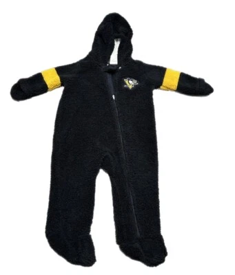 Pittsburgh Penguins Sherpa Baby 18 M Months Fleece Hooded Jumper Zipper Front - Image 1 of 4