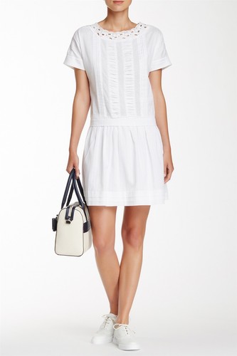 Abito casual Kate Spade New York da donna bianco a pieghe vita a goccia taglia 8