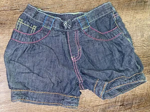 Girls Sz 7 Gymboree Rainbow Stitch Jean Shorts Light Weight Guc - Picture 1 of 5