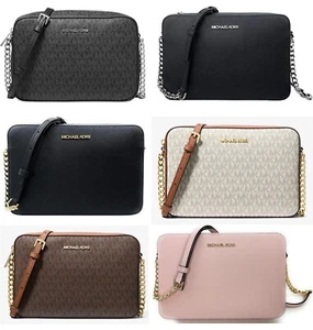 Bandolera Michael Kors Jet Set East West Grande Cuero PVC Lona Firma MK - Imagen 1 de 27