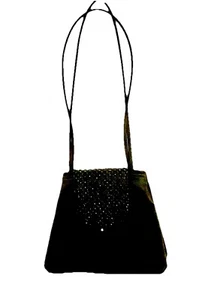 Black Coffin Shaped Crossbody Purse W/Beaded Flap by Benchmade Leather Works Inc - Picture 1 of 8