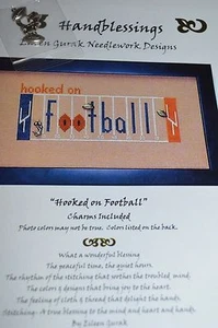 Hooked on Football Handblessings Cross Stitch Chart Pattern with Charms - Picture 1 of 1