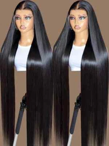 Brazilian Bone Straight Human Hair Wig Transparent 360 HD 13X6 Lace Frontal Wig - Picture 1 of 11