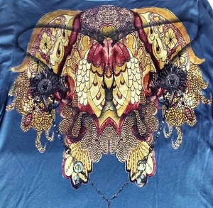 90er Idylle Kunst Schmetterlingsflügel leicht Swing Seiten Top blau Gr. XL neu mit Etikett Rarität - Bild 1 von 10