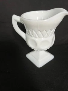 Vintage Indiana Milk Glass Creamer with Dot and Diamond Pattern - Picture 1 of 6