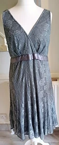 Twiggy Size 18 Grey Embroidered Cocktail Dress Cruise - Picture 1 of 6