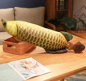 Golden Arowana Fish Pillow Plush Toy 15" Stuffed Animal Toddler Doll Gift Kids - Picture 1 of 3
