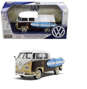 1/24 MOTORMAX Volkswagen Type 2 (T1) Delivery Pickup w Surfboard Brown 79560 - Picture 1 of 2