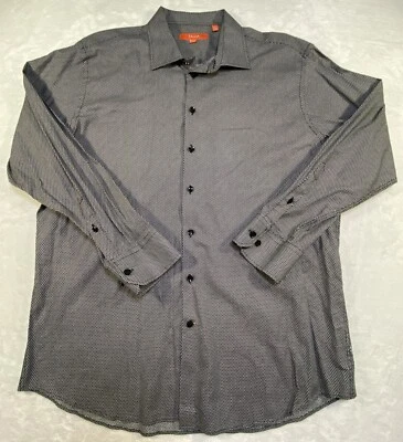 TALLIA 正装衬衫男式长袖黑色/灰色 Geo 翻盖袖口 17/17.5-34-35 — 第 1/4 张图片