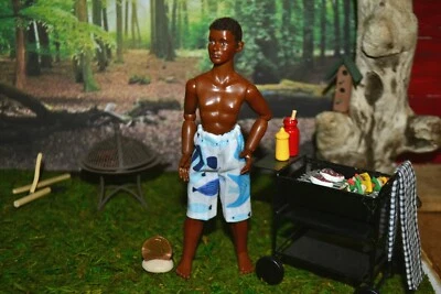 Ropa para muñeca Heidi Ott escala 1:12 para hombre verano estampado de peces tabla de natación pantalones cortos Foto 1 de 4