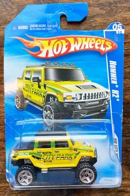 Hot Wheels Hummer H2 HW City Works City Park Yellow Green 05/10 2008 Mattel MIP - Image 1 of 2