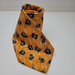 Robert Talbott Studio 100% Silk Floral Neck Tie Orange Blue 59" x 3.75" USA - Picture 1 of 5