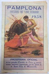 Pamplona Fiestas De San Fermin 1958 Programa Oficial Vintage Bullfighting - Picture 1 of 12