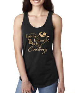 Camiseta sin mangas Racerback Easy Distracted by Cowboys Southern West Wild Ladies - Imagen 1 de 15