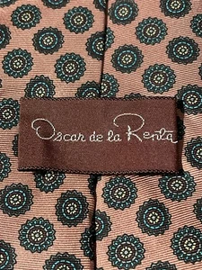 Oscar de la Renta Silk Tie Pink Salmon Floral Print VTG Designer Necktie 3" 56" - Picture 1 of 7