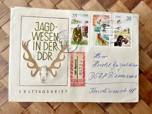 HUNTING Stamps from 1977 East Germany on FDC envelope - Picture 1 of 2