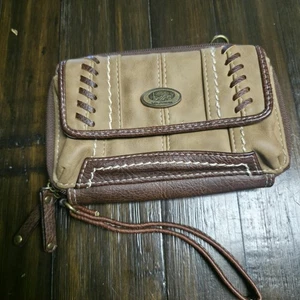 BOC Born Concept Dos Tonos Marrón Imitación Cuero Muñequera Billetera Cremallera Bolso sin asas  - Imagen 1 de 11
