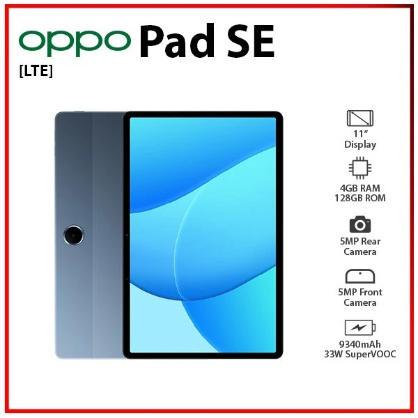 (Wi-Fi+4G) OPPO Pad SE LTE 4GB+128GB BLUE Bluetooth Octa Core Android PC Tablet - Image 1 of 4