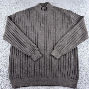 Maglione Peru Unlimited uomo XL marrone bambino misto lana alpaca 1/4 zip a costine - Foto 1 di 7