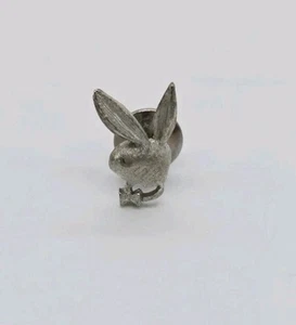 Playboy Bunny Tack Lapel Hat Jacket Pin Brooch Matte Silver tone Vintage  - Picture 1 of 7