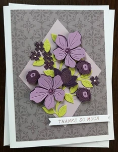 Handmade Greeting Card - Thank you Card, Thanks So Much, Flowers - Picture 1 of 2