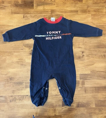 Tommy Hilfiger Baby Boys Romper One Piece LS Pajamas Navy Blue 12-18 Mos - Image 1 of 4
