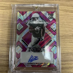 2022 Leaf Metal Draft Kenneth Walker III Rookie Auto Pink Wave RC /15 - Bild 1 von 2