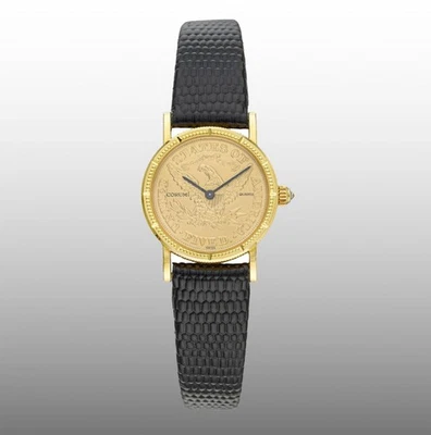 Donna Corum 1980 Dollaro Moneta Aquila Liberty 22k Oro Orologio Con 18K Giallo - Immagine 1 di 4
