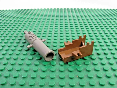 LEGO Old Dk серая пушка оружие не стрелять w/старый коричневый основание 6270 6245 #2527 518 - Изображение 1 из 2