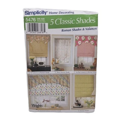 Simplicity Home Decorating Patterns 5476 Roman Shades Valances Window Treatments - Image 1 of 4