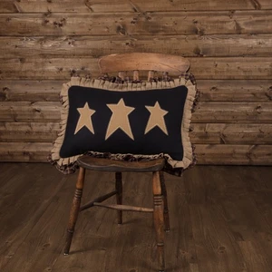 VHC Brands Primitive 14"x22" Stars Pillow Black Appliqued Heritage Bedroom Decor - Picture 1 of 7