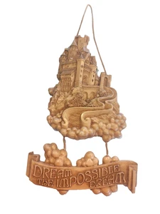 Vintage 1982 Abby Press Plaque "Dream The Impossible Dream" Castle Faux Wood - Picture 1 of 8