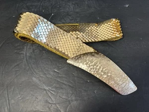 Vintage Gold Stretchy Belt With a large Buckle 37” Without Stretch 2” Wide 2” - Picture 1 of 7