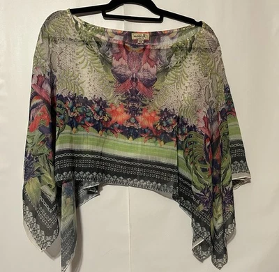 Poncho Top Live and Let Live Floral Transparente para Mujer Grande Foto 1 de 4
